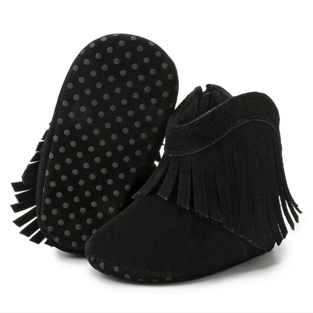 Black Boots Cow Baby Girl Shoes Outfit Crib Shoes Birthday Farm Costume Cowgirl